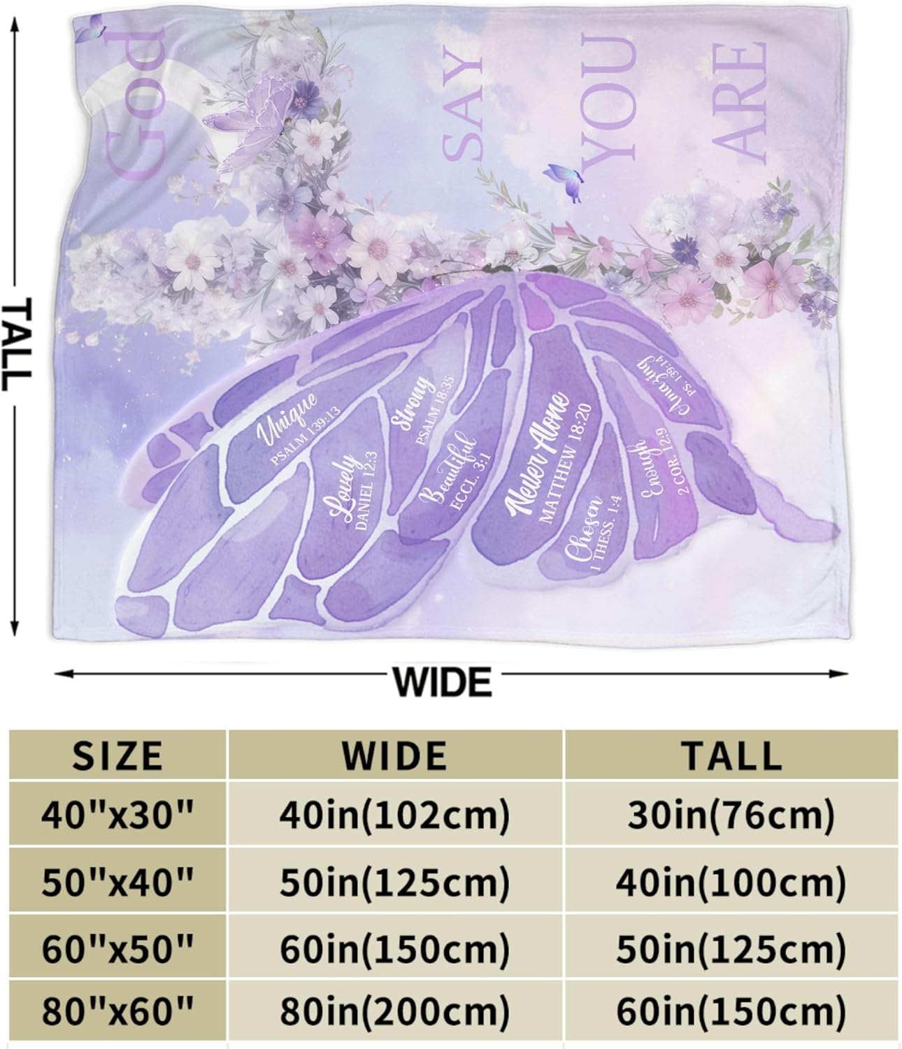 Christian Gifts for Women, Inspirational Faith Blanket, Spiritual Throw Blanket for Adults, Birthday Gifts for Mom, Sister, Friend, Daughter, Christian Butterfly Blanket (Purple 2, 60*50inch) - Image 7