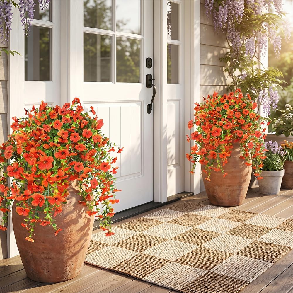 12 Bundles Artificial Orange Wisteria Flowers,Realistic Fake Hanging Plants image 5