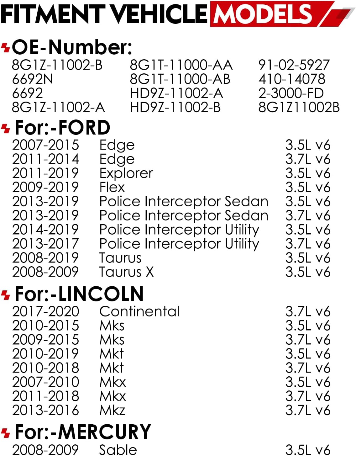 Starter Motor Compatible for:-Ford Taurus 2008-2019 3.5L, Explorer Edge Flex Police,for:-Lincoln MKS MKT MKX MKZ,for:-Mercury Sable 12V 1.2kw 10 Teeth CCW, Arranque para Carro OE# 8G1Z-11002-B