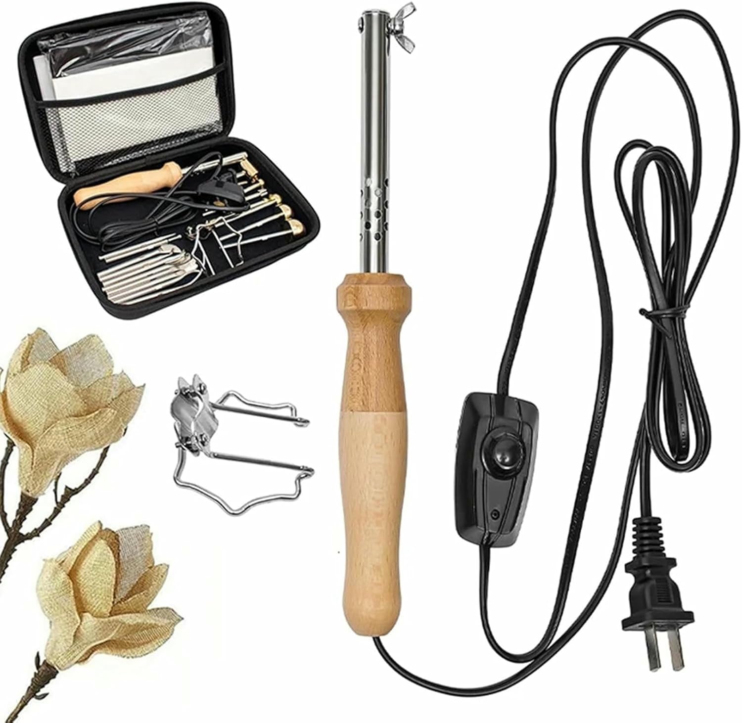 Electric Fabric Flower Making Tools Kit with 17 Heads Fake Flower Making Soldering Iron DIY Silk Flower Making Tools Set~/