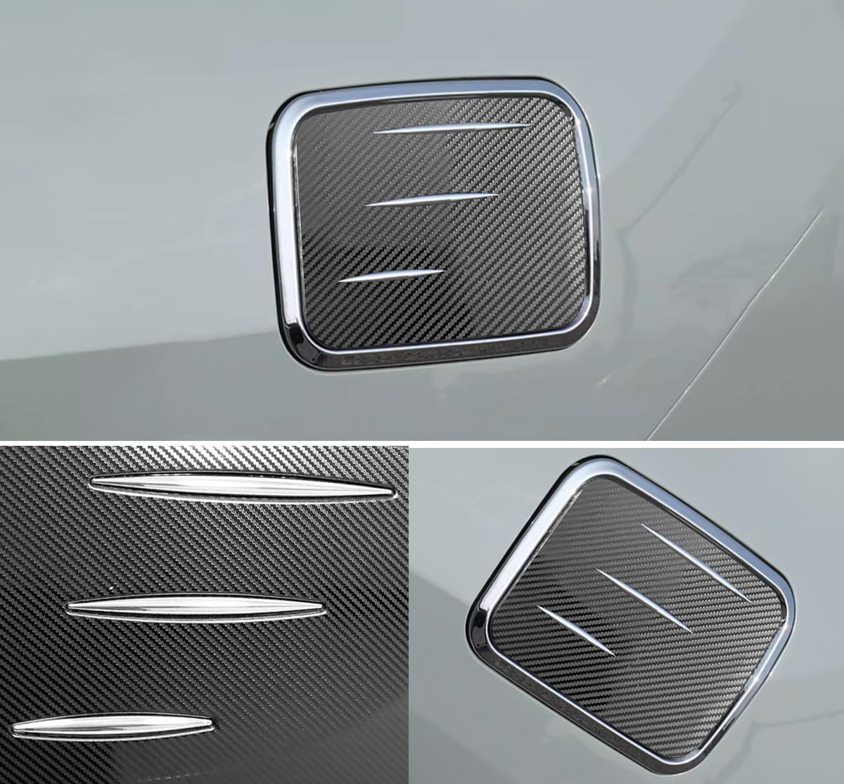 KEAIMEI Car Accessories Fit For Toyota RAV4 2019 2020 2021 2022 2023 2024 2025 Gas Fuel Tank Cover Trim (Carbon Fiber + Silver) ABS 1PC
