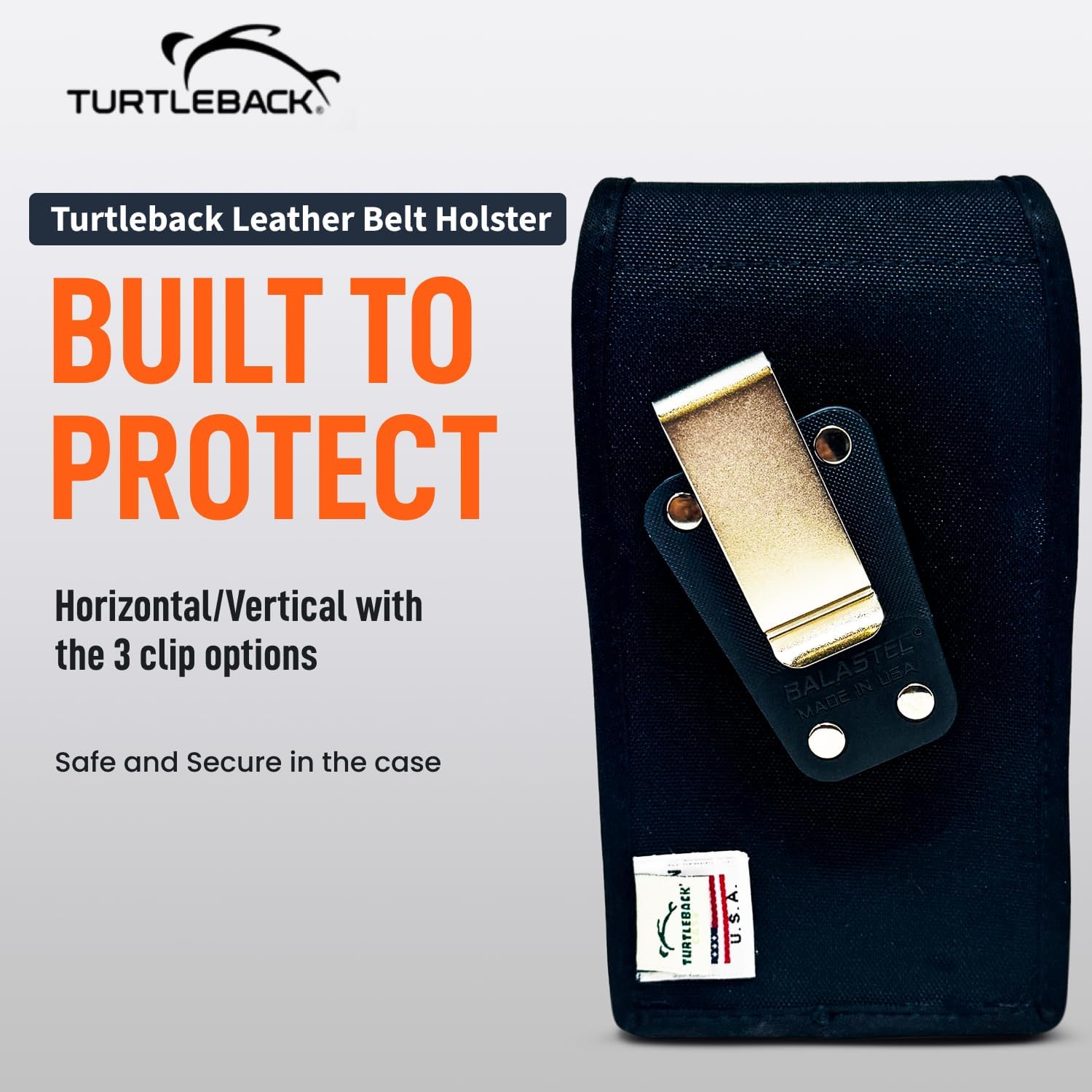 Turtleback Phone Belt Clip for Galaxy S26 Plus, S25 Plus, S24+ to S20+ – Medium - Black Nylon Holder Fits Commuter, Symmetry or Medium Style Cases – Heavy Duty Rotating Belt Clip, Magnetic Closure