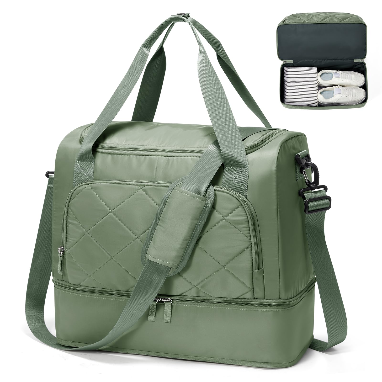for Ryanair Airlines Underseat Cabin Bag 40x30x20 Weekend Overnight Carry on Holdall for Women Travel Duffel Sport Gym Tote Mum Hospital Bags with Wet Pocket,E03-Army Green