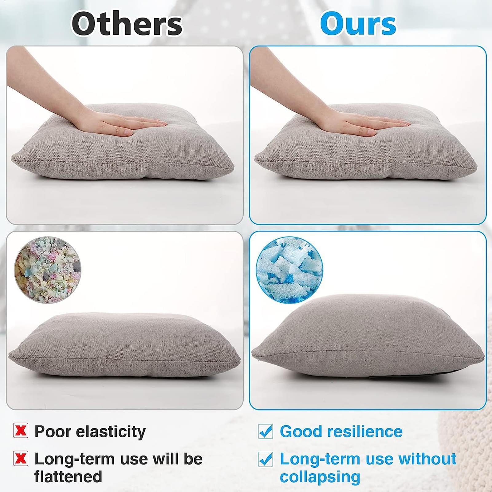 Sitzsackfüller – 2,3 kg weiche Kissenfüllung, zerkleinerter -Schaum | High-Density- -Schaumfüllung, strapazierfähiges zerkleinertes Schaumstoffmaterial, rem