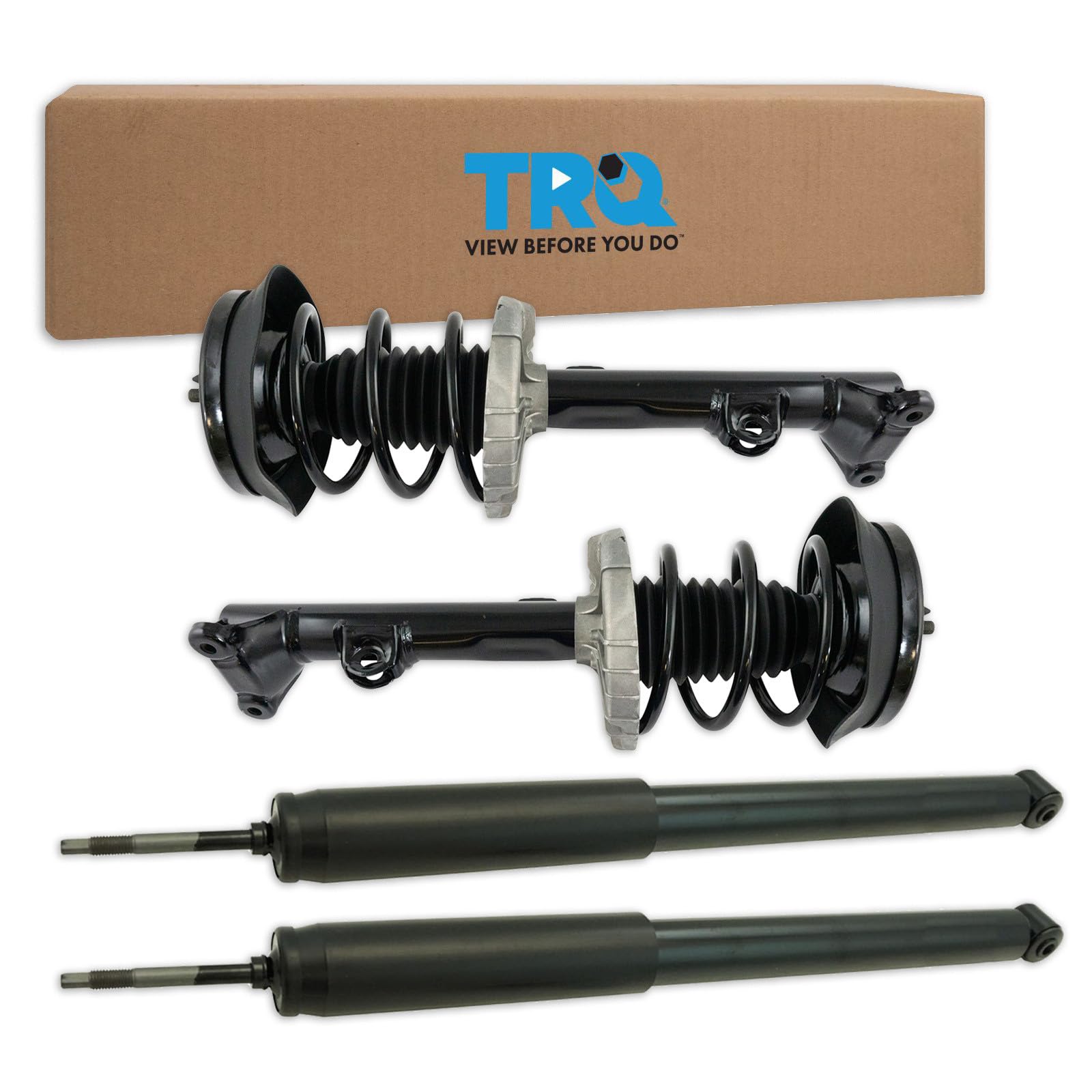 TRQ Front and Rear Complete Strut Assembly &amp; Shock Absorber Kit Complete Strut &amp; Coil Spring Assembly Compatible with 2002-2007 Mercedes-Benz C230 2001-2005 C240 2006-2007 C280 C320 C350