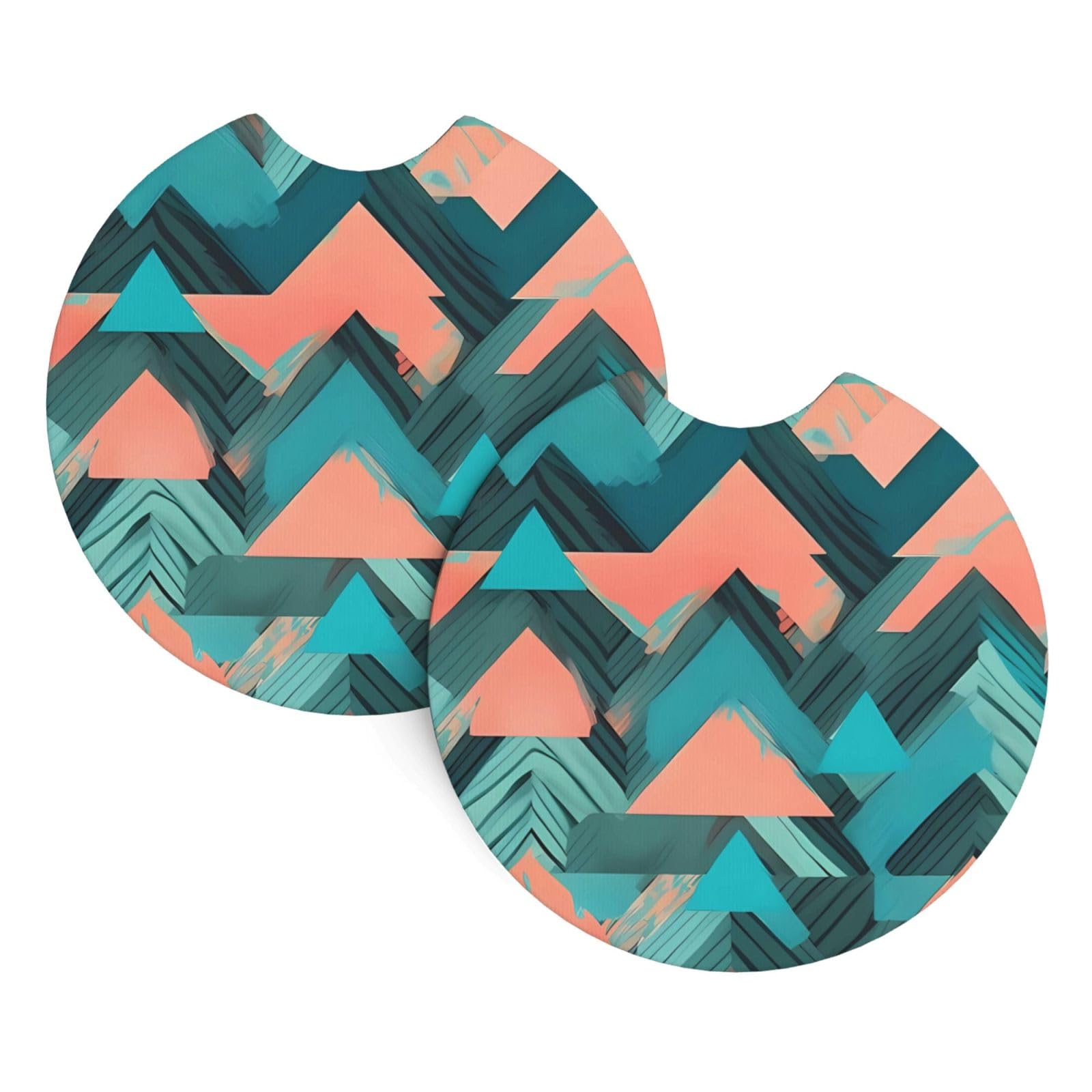 2 Pack Car Coaster for Cup Holders Coral and Teal Arrows Car Cup Coaster 2.7" Neoprene Non-Slip Automotive Cup Mat Universal Auto Car Interior Accessories for Women Men Cup Pad