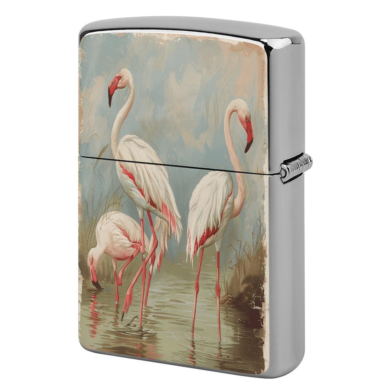 Btcowzrv Style Flamingo In Water Metal Lighter Case Sleeve Cover Holder