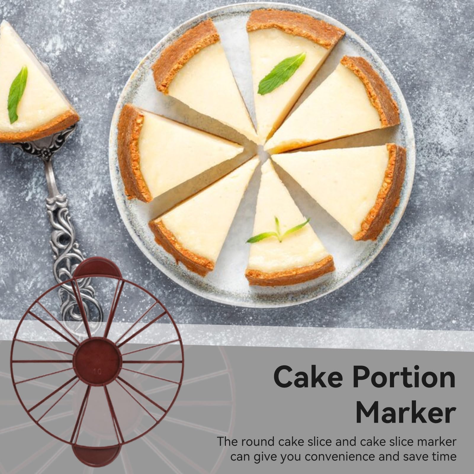 Round 10/12 Piece Double Sided Cake Portion Marker Cake Divider Baking Tool, Cake Marker Round Cake Slice and Pie Slicer Divider Double Sided Cake Portion Marker(red)