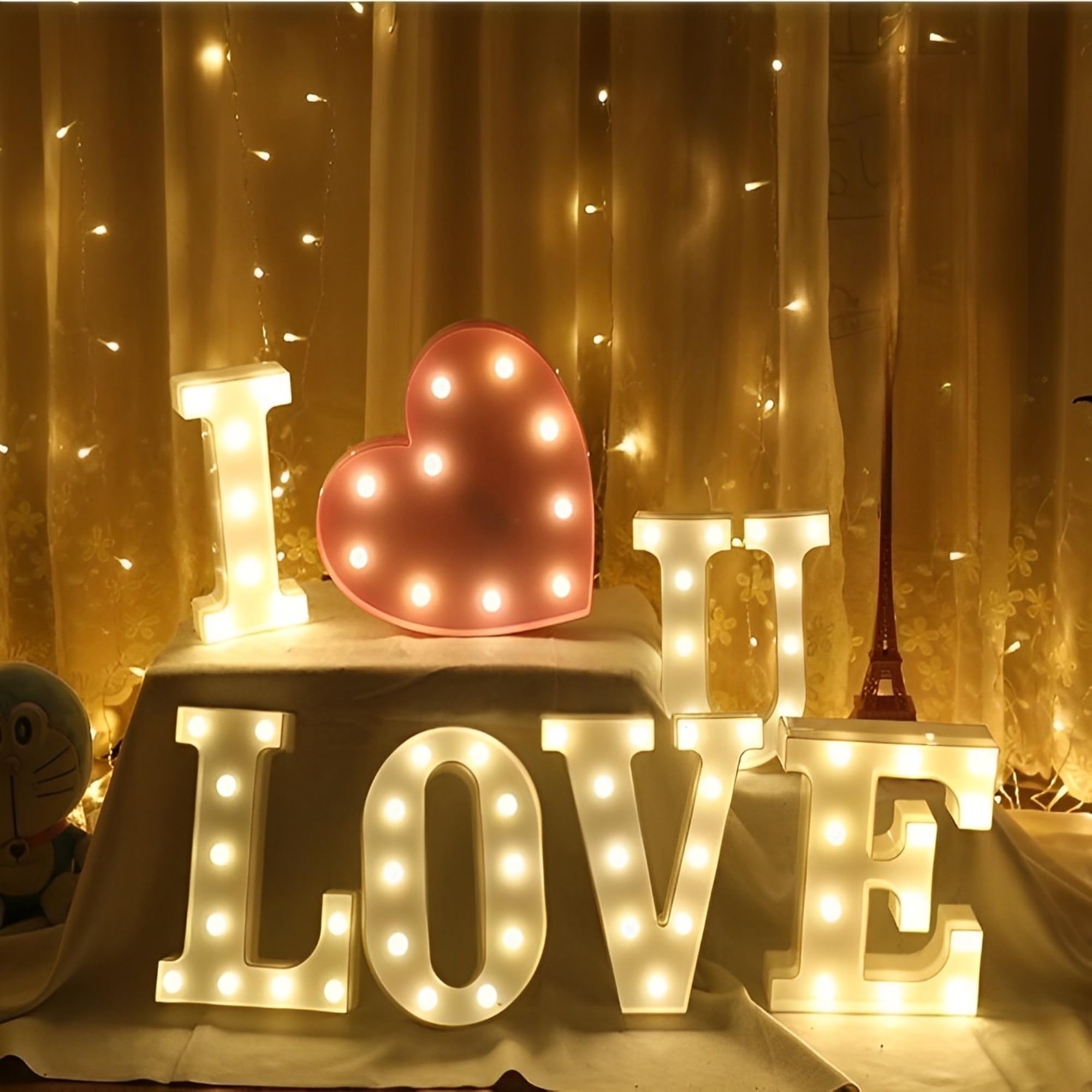 WYFCR wedding Sign Decorative LED Illuminated Letter Lights Marry Signs, Illuminato Marquee Sign, Neon Light Up Letters, Illuminato Decor (LOVE)