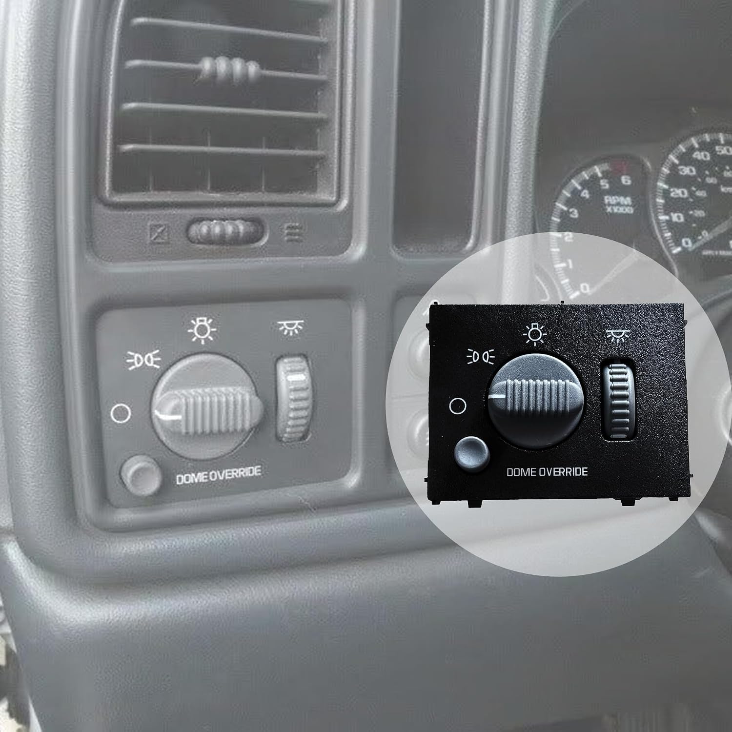 15738843 Headlight Switch Compatible with 1999-2002 Chevy Silverado Avalanche Suburban & GMC Sierra Yukon Instrument Panel Dimmer Light Switch 15755595, D1534G, DS-968