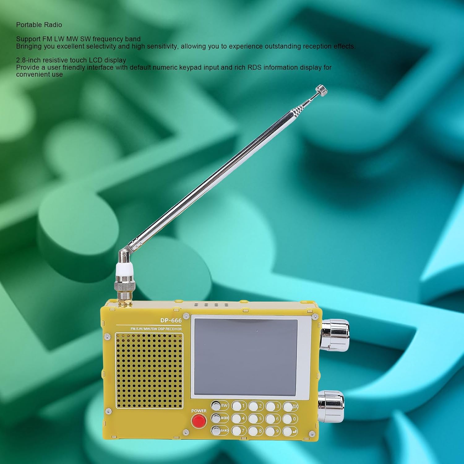 fosa SDR Radio with TEF6686 & ESP32, Open Source Full Band Receiver with RDS, 2.8" Touch Screen, 5000mAh Battery for Shortwave Radio Hobbyists (Yellow)