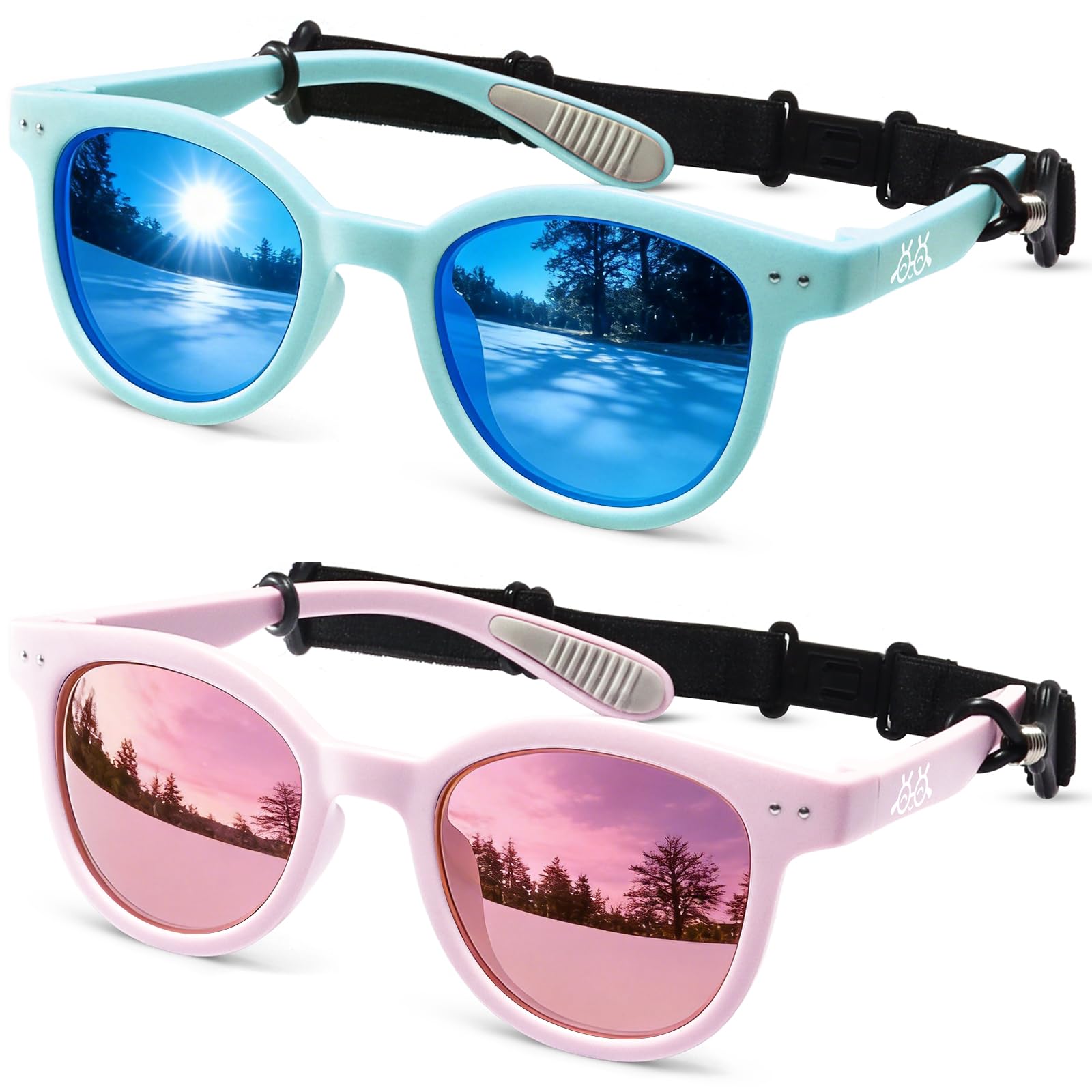 Toddler Kids Sunglasses for Boys Girls Age 2-12 Polarized UV400 with Strap