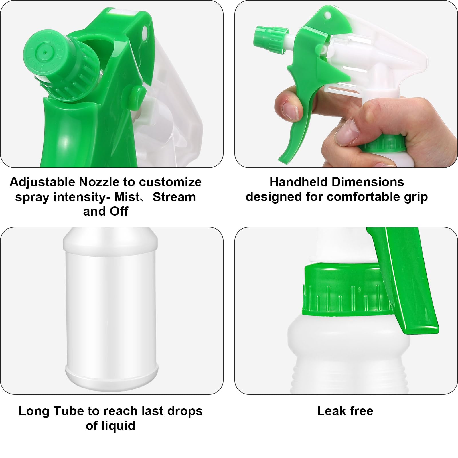 Eccliy Lot de 12 vaporisateurs en plastique vides et réutilisables pour le nettoyage, l'eau, les détails automobiles ou la salle de bain et la cuisine, commercial et résidentiel (vert, original)