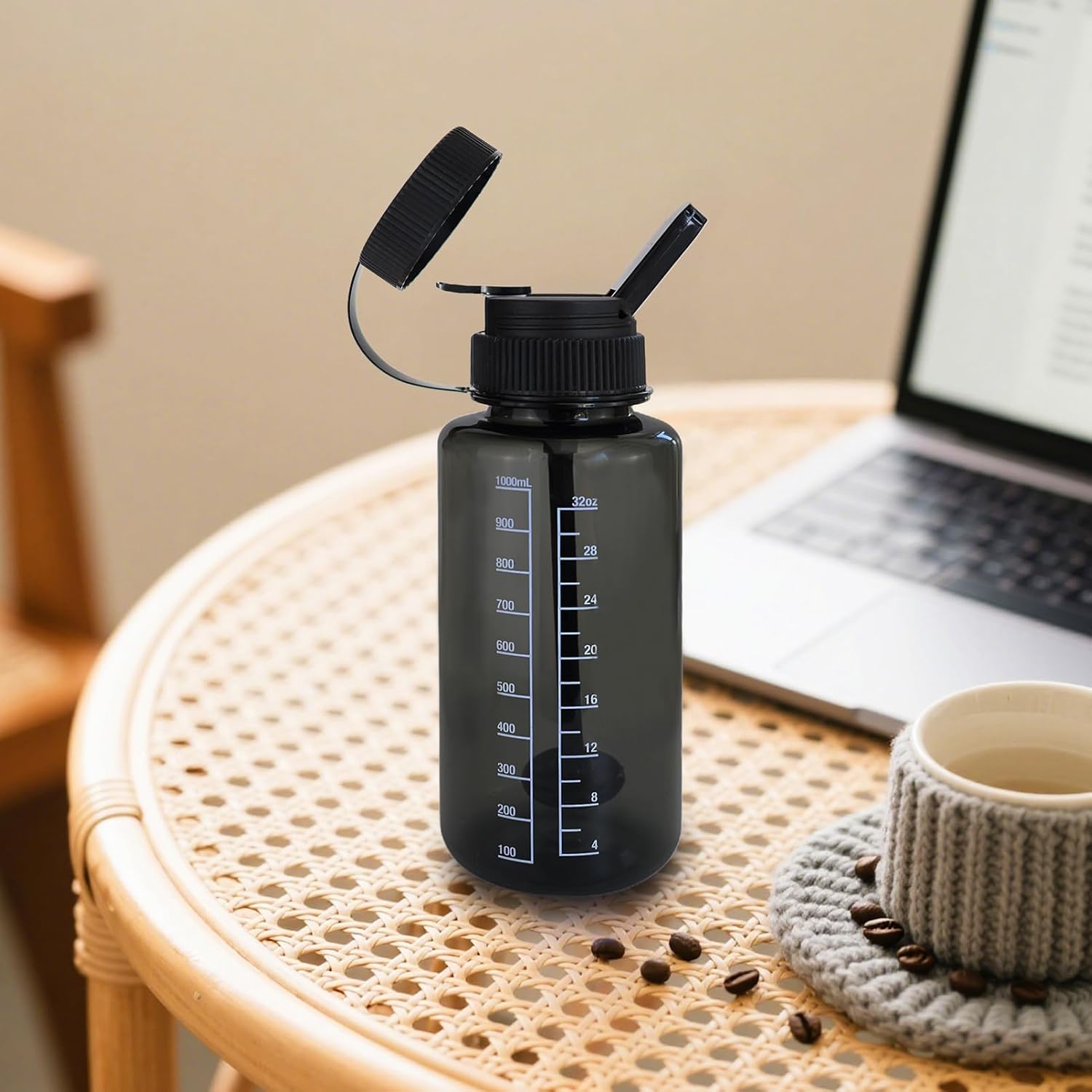 Portable Bottle with Ceramic Bowl And High-Temperature Silicone | Innovative Design, Party Travel Bottle (Black) image 4
