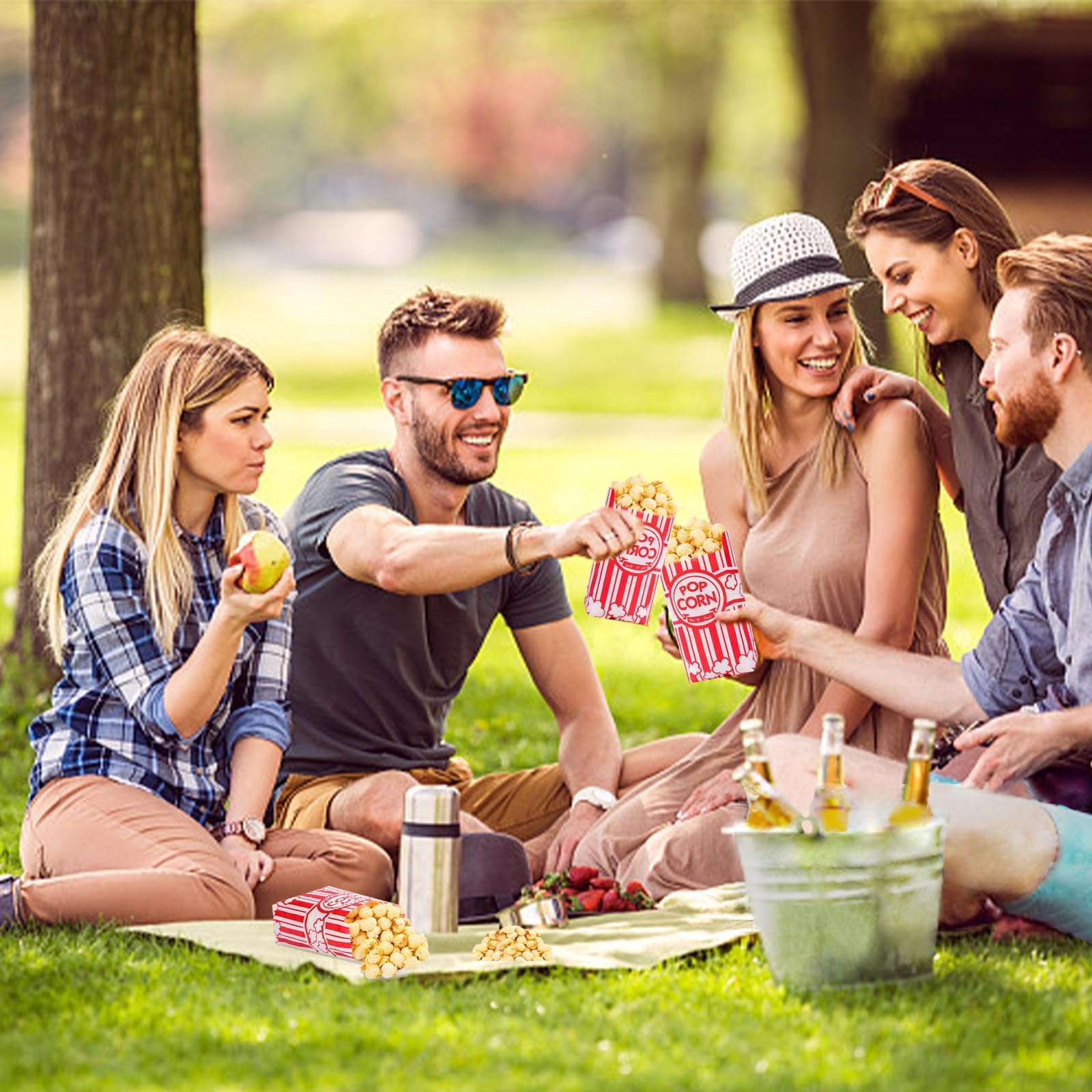VOISEN Papier-Popcorn-Tüten, 1000 Stück, 28 ml, einzelne Portionen | Pop-Maisbeutel für Poporn-Maschine, Filmabende, Pop-Maisbeutel