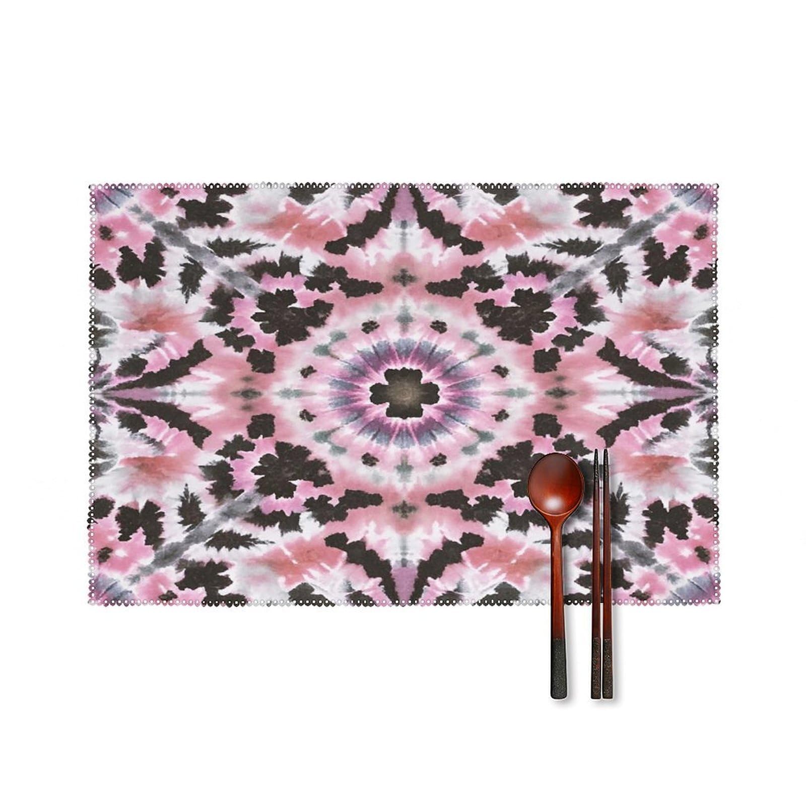 Tie Dye Placemats Set of 6 Heat-Resistant Washable Place Mats Wipeable Kitchen Placemat Easy to Clean for Indoor Outdoor Party Kitchen Decoration