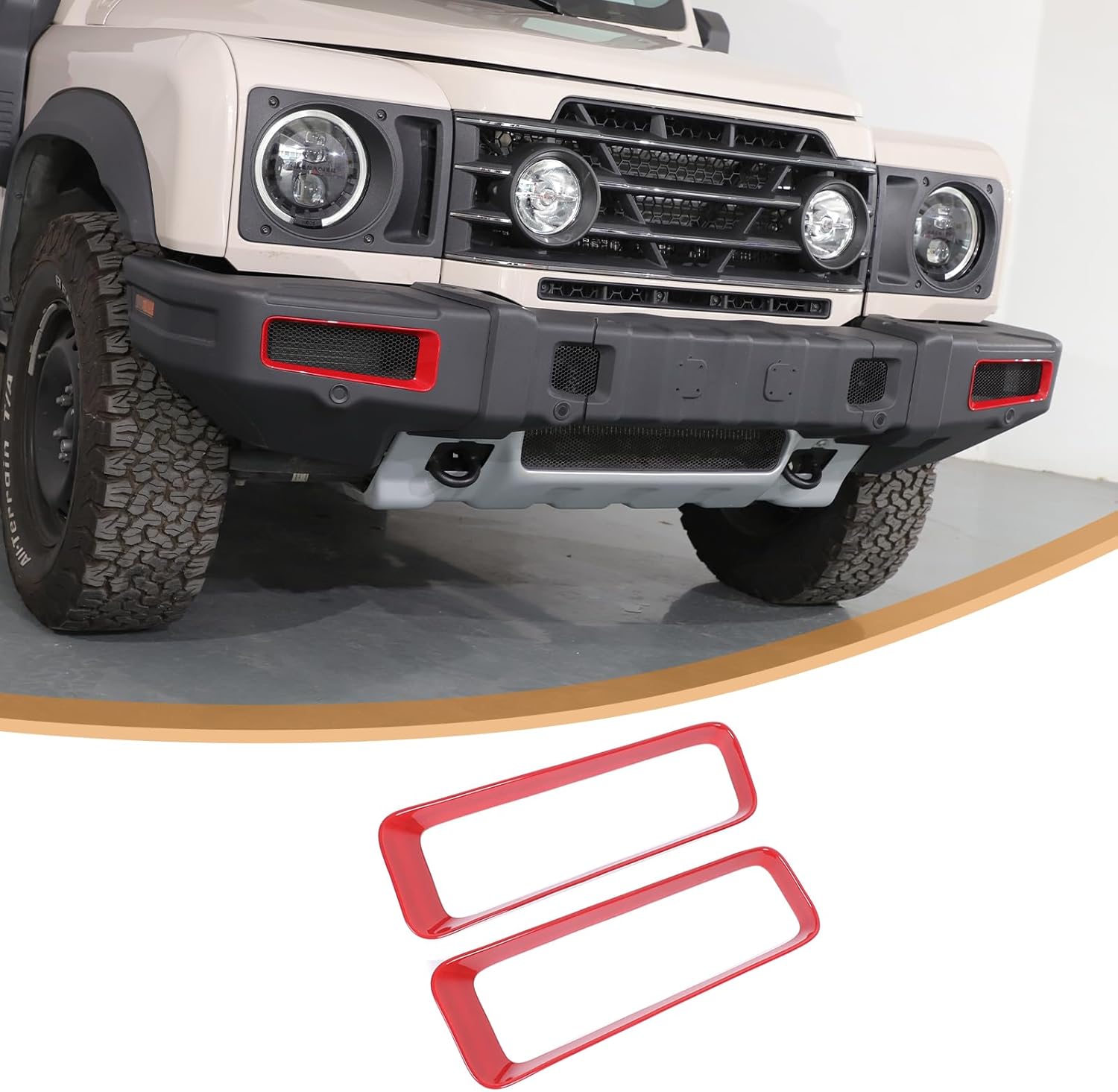 Front Bumper Air Vent CoverCompatible with Ineos Grenadier 2020-2025 Auto Front Bumper Cover Air Vent Intake Duct Decoration Trim Exterior Accessories (Red)