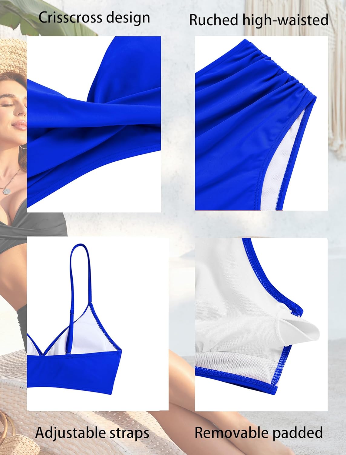 ZAFUL Women High Waisted Bikini Sets Two Piece Swimsuit Push Up Twist Front Ruched Bathing Suit - Image 7