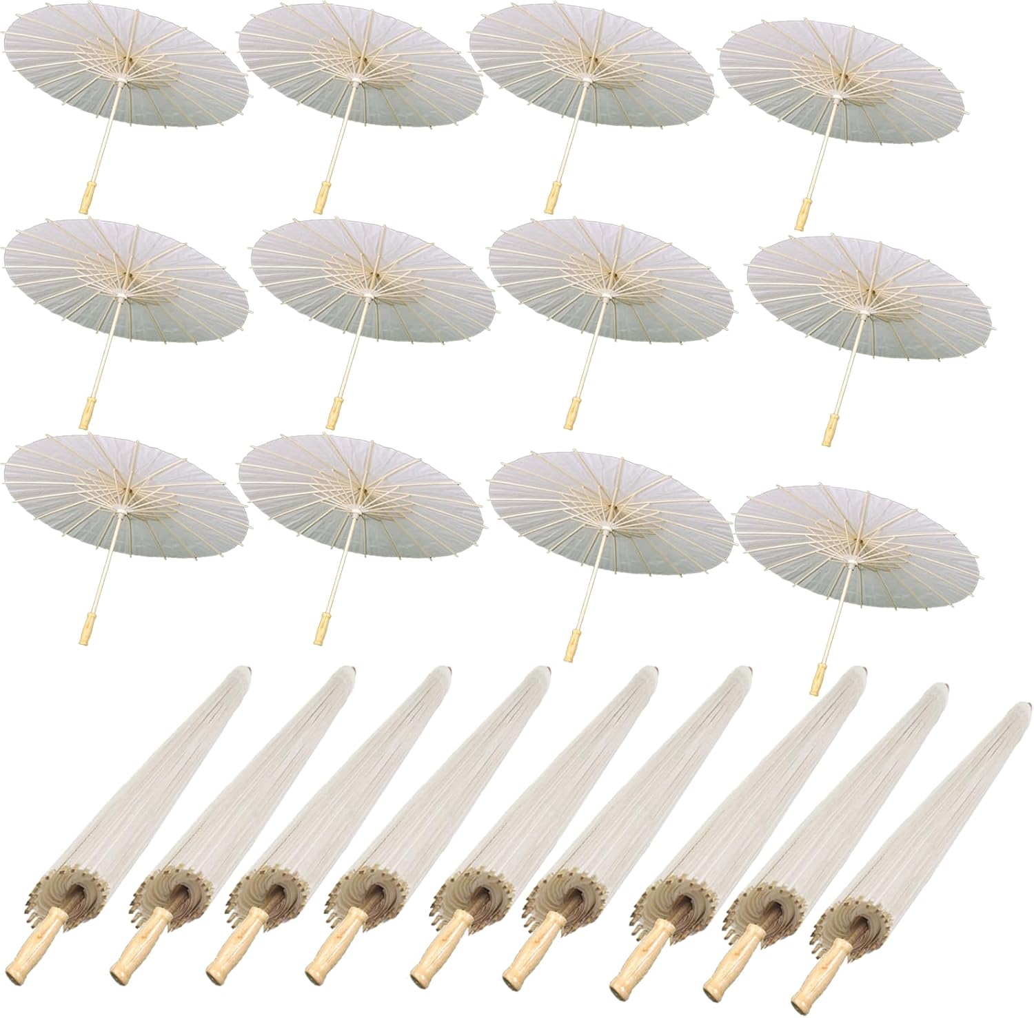 50 Pack White 33 Inch Paper Parasols for Wedding Decor - Chinese Japanese Oiled Paper Umbrellas for DIY Painting, Bridal Shower, Party Decor & Photography Props