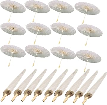 50 Pack White 33 Inch Paper Parasols for Wedding Decor - Chinese Japanese Oiled Paper Umbrellas for DIY Painting, Bridal Shower, Party Decor & Photography Props