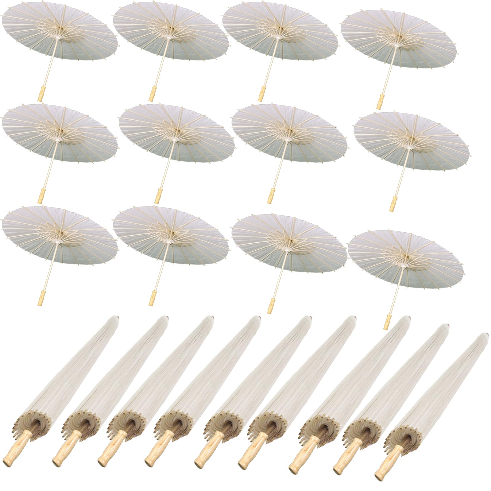 Photo 1 of ***PARTIAL SET/ ONLY 15 PCS/ SMALLER IN PERSON**** 50 Pack White 33 Inch Paper Parasols for Wedding Decor - Chinese Japanese Oiled Paper Umbrellas for DIY Painting, Bridal Shower, Party Decor & Photography Props