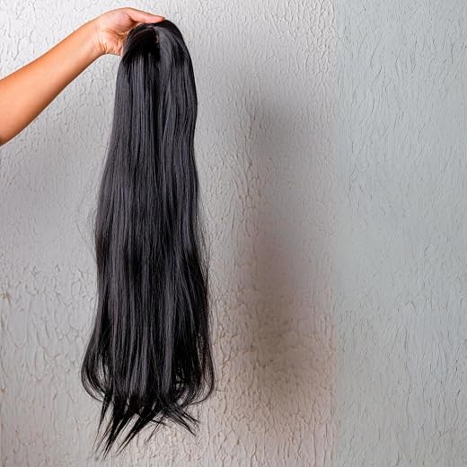 HAIR TALES 100% Human Hair Extensions for Women, Clip in Volume Boosting Topper - (7 * 5 inches, Natural Brown) (22 Inches)