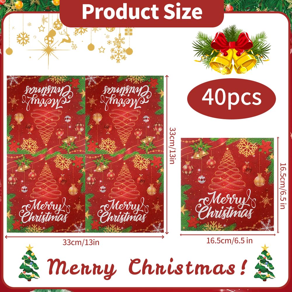 Amazon.co.jp: Dulousia メリークリスマスナプキン、使い捨てレッド