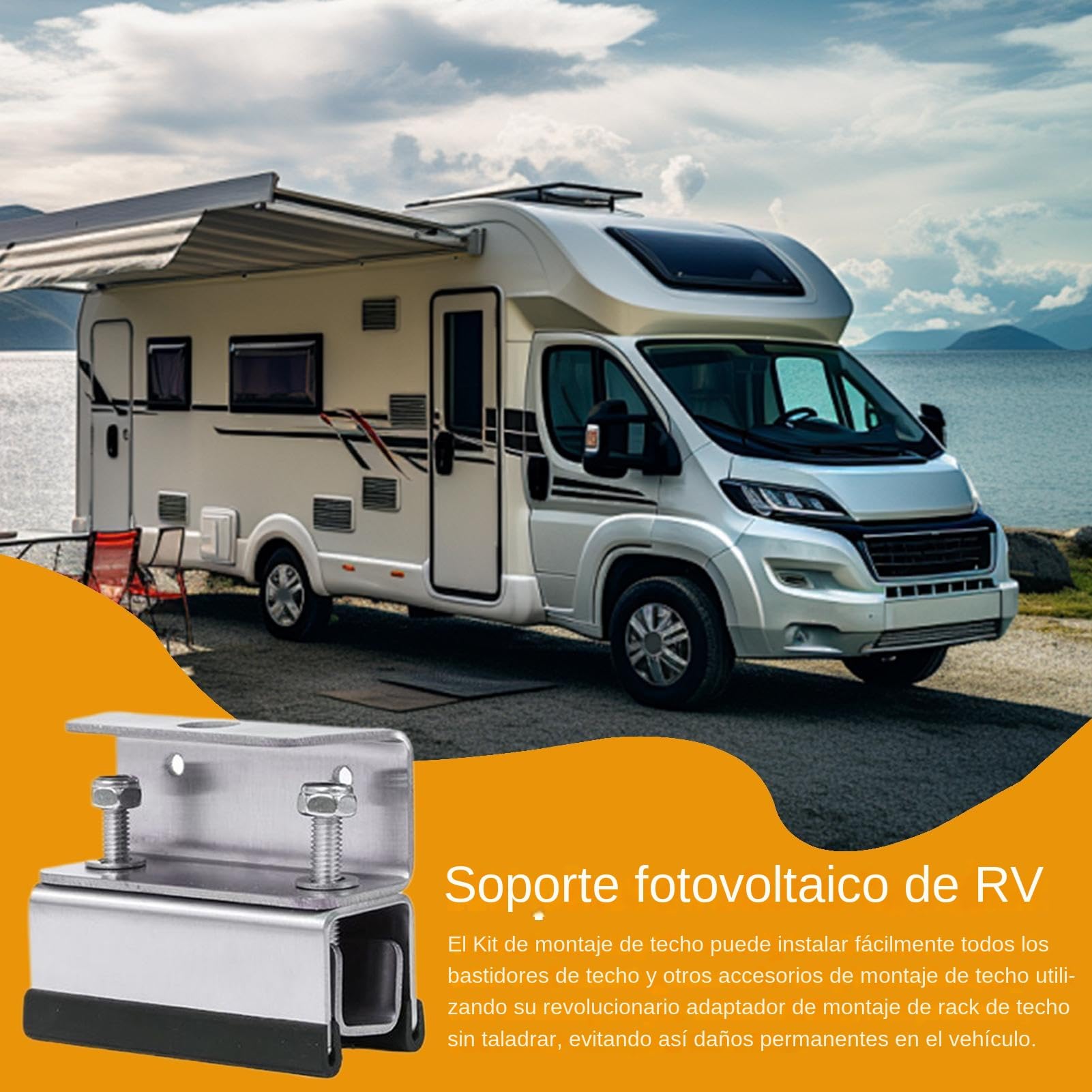 Soporte para Paneles Solares de Autocaravana Kit de 4 Soportes de Montaje | Estructura Resistente En Acero Inoxidable Para Camping, Yates, Techo De Autocaravana Y Remolque