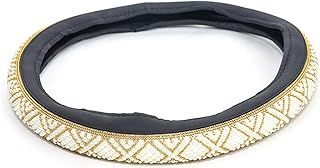 Generic Car Steering Wheel Cover With Beads, Microfiber Leather Non-Slip & Breathable Universal Fit for Most Cars, Comfort Grip Cover - Gold