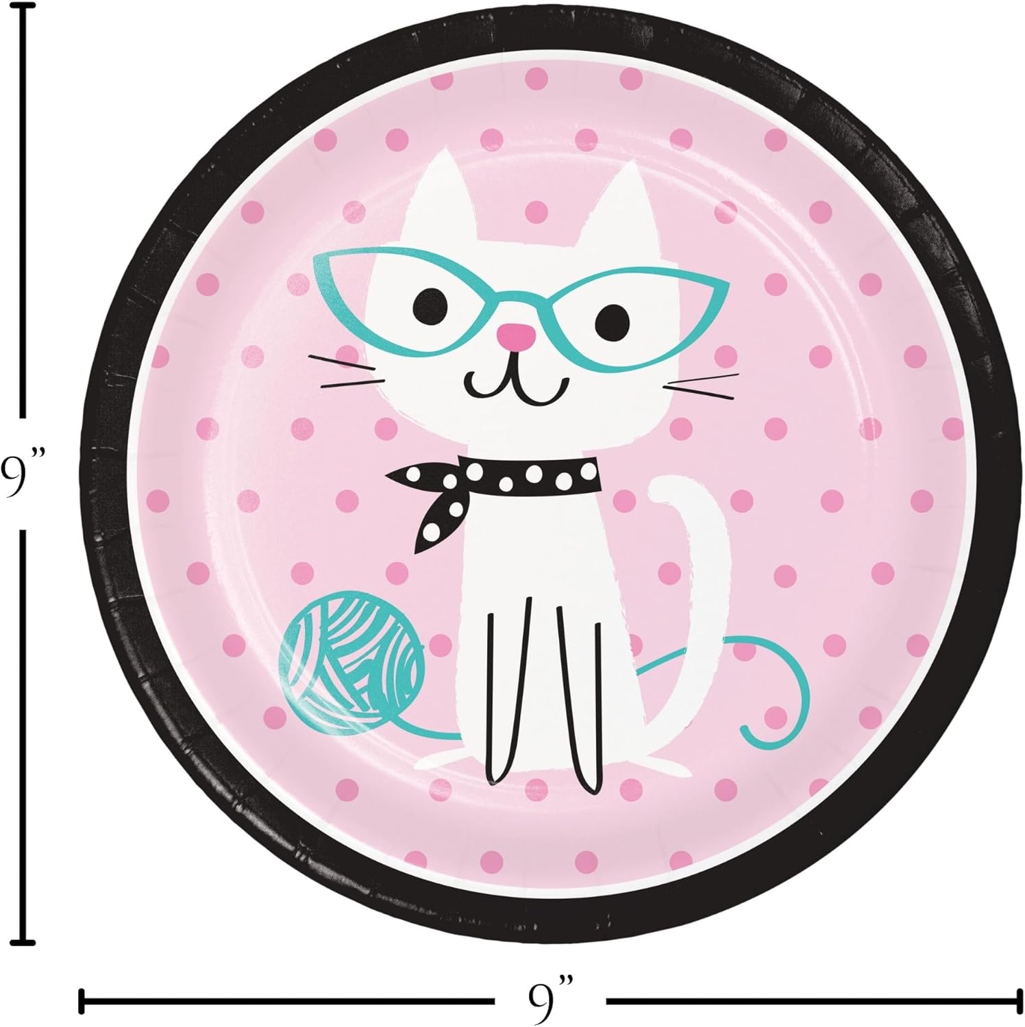 HOME & HOOPLA Cat Party Dinner Set for 16 Guests – Cat Plates with Napkins & Forks, Pink & Teal Cat Themed Party Supplies for Birthday, Baby Shower, Girls Party Decorations
