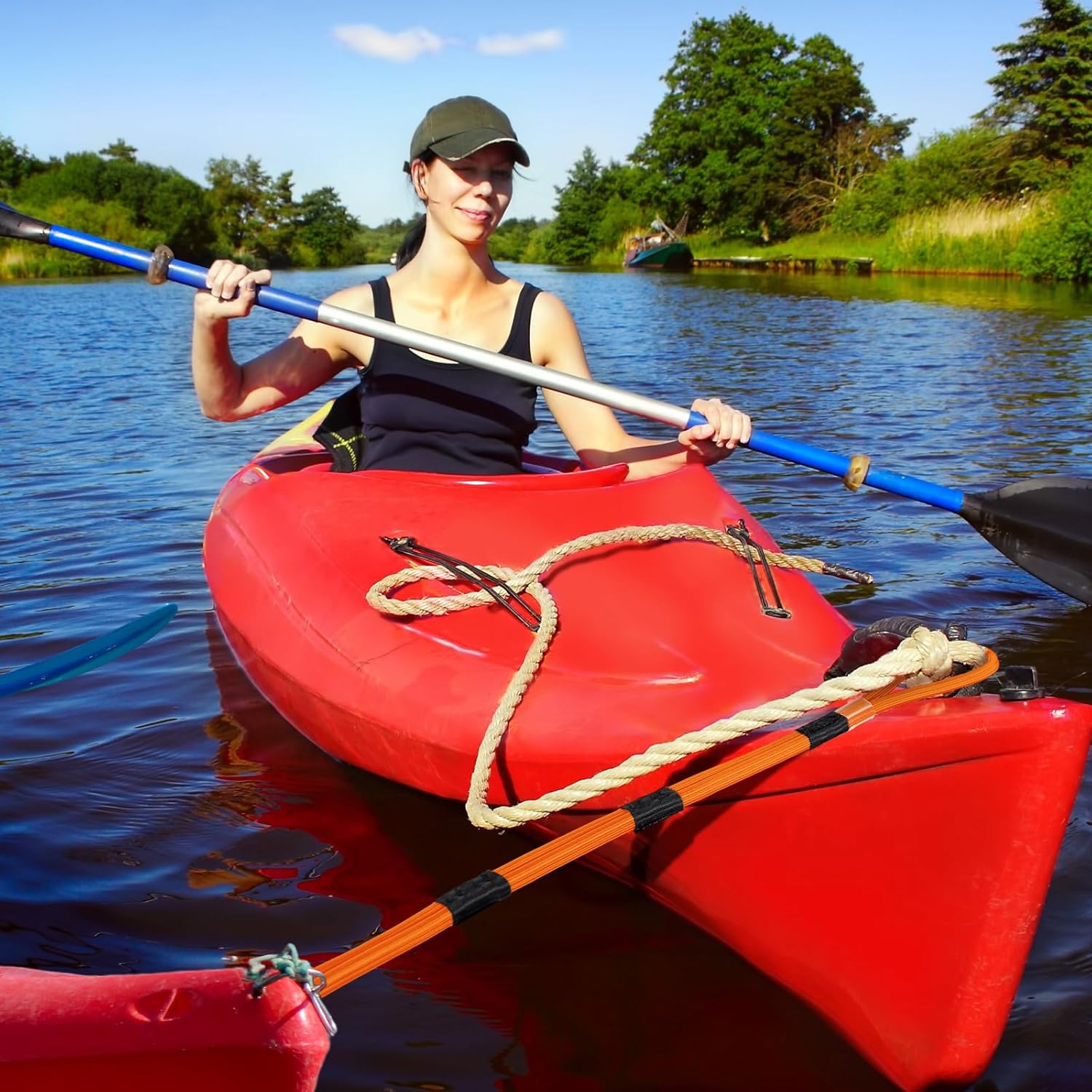 WILLBOND 4 Pcs Dock Lines Mooring Rope for Docking Boat Bungee Dock Lines with 7 Loop Design Adjustable Marine Rope for Boat Docking Accessories Pontoon(Orange) - Image 6