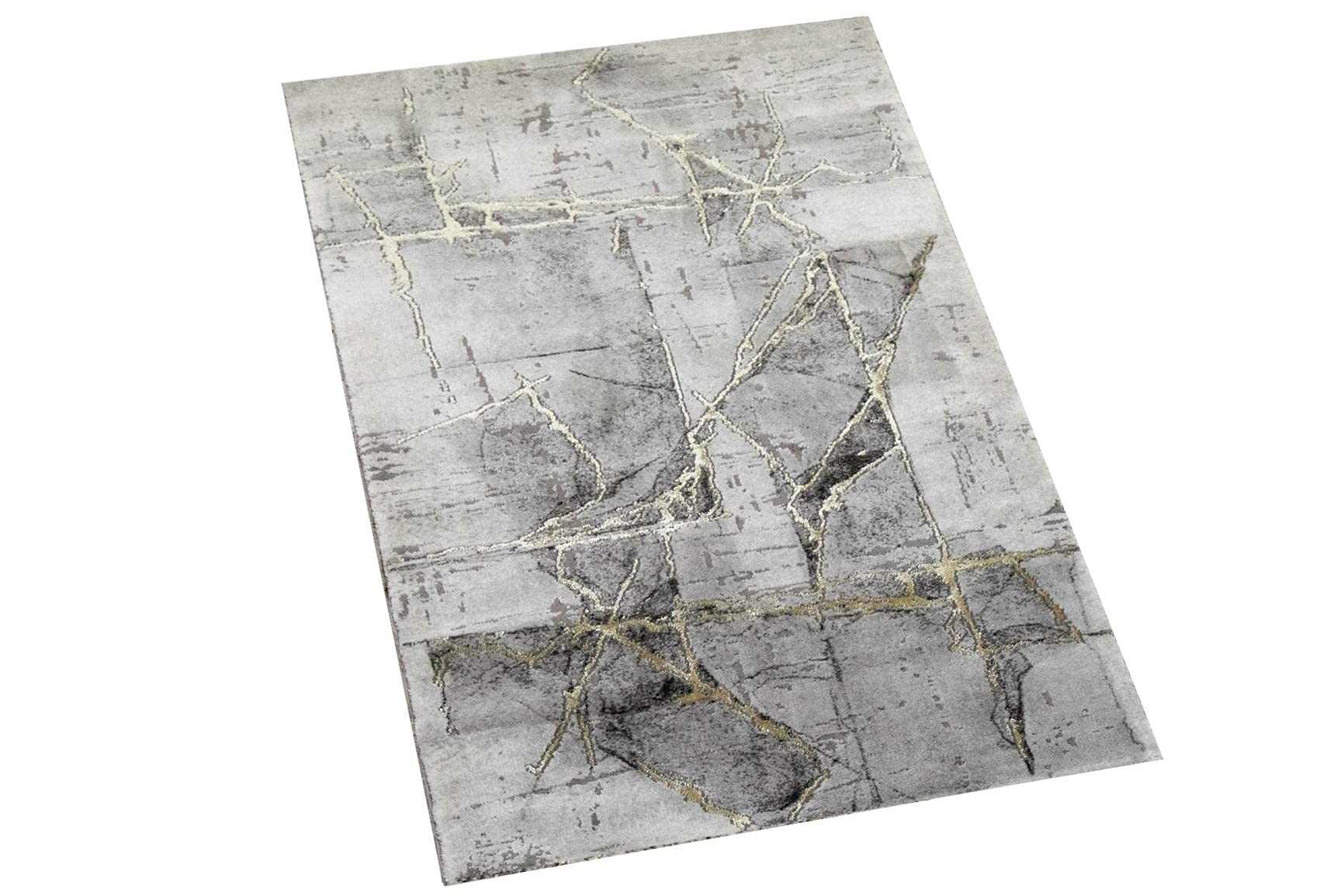 Tapis de salon moderne tapis abstrait en gris crème or Größe 60x110 cm