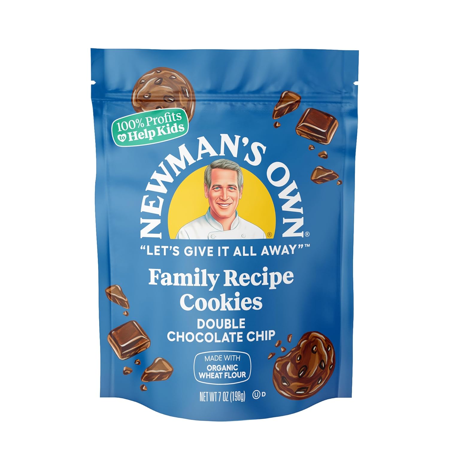 Newman's Own Family Recipe Cookies - Made with Organic Flour & Organic Sugar - Kosher - No High-Fructose Corn Syrup or Artificial Flavors - Double Chocolate Chip Cookies - 7 oz (Pack of 6)