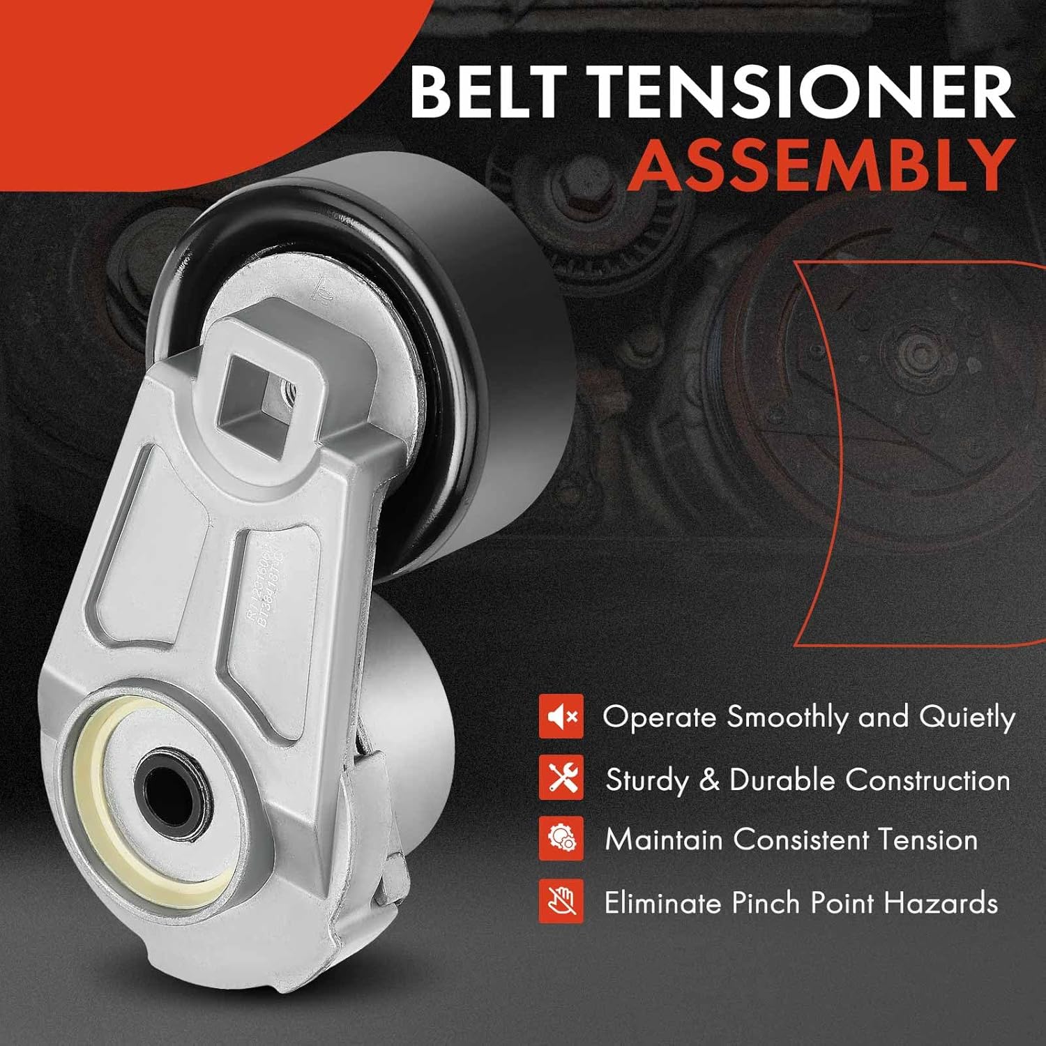 A-Premium Belt Tensioner Assembly with Pulley Compatible with Cadillac SRX CTS 2004-2009, STS 2005-2011, 2.8L 3.6L, Water Pump, Replace# 999689, 19186932