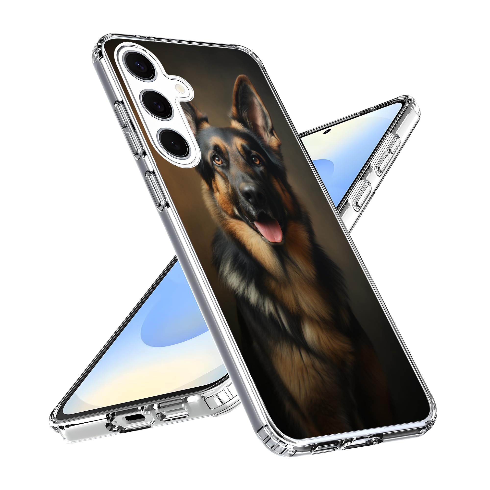 Compatible with Samsung Galaxy S25 Case - Mighty Loyal Dog German Shepherd Dog Design Shockproof Soft TPU Cover Clear Case for Women Girls Boys Men