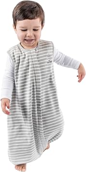 Woolino 4 Season Baby Sleep Bag with feet, Merino Wool and Organic Cotton Walker Sleep Bag Sack, 6-18m, Birch Gray