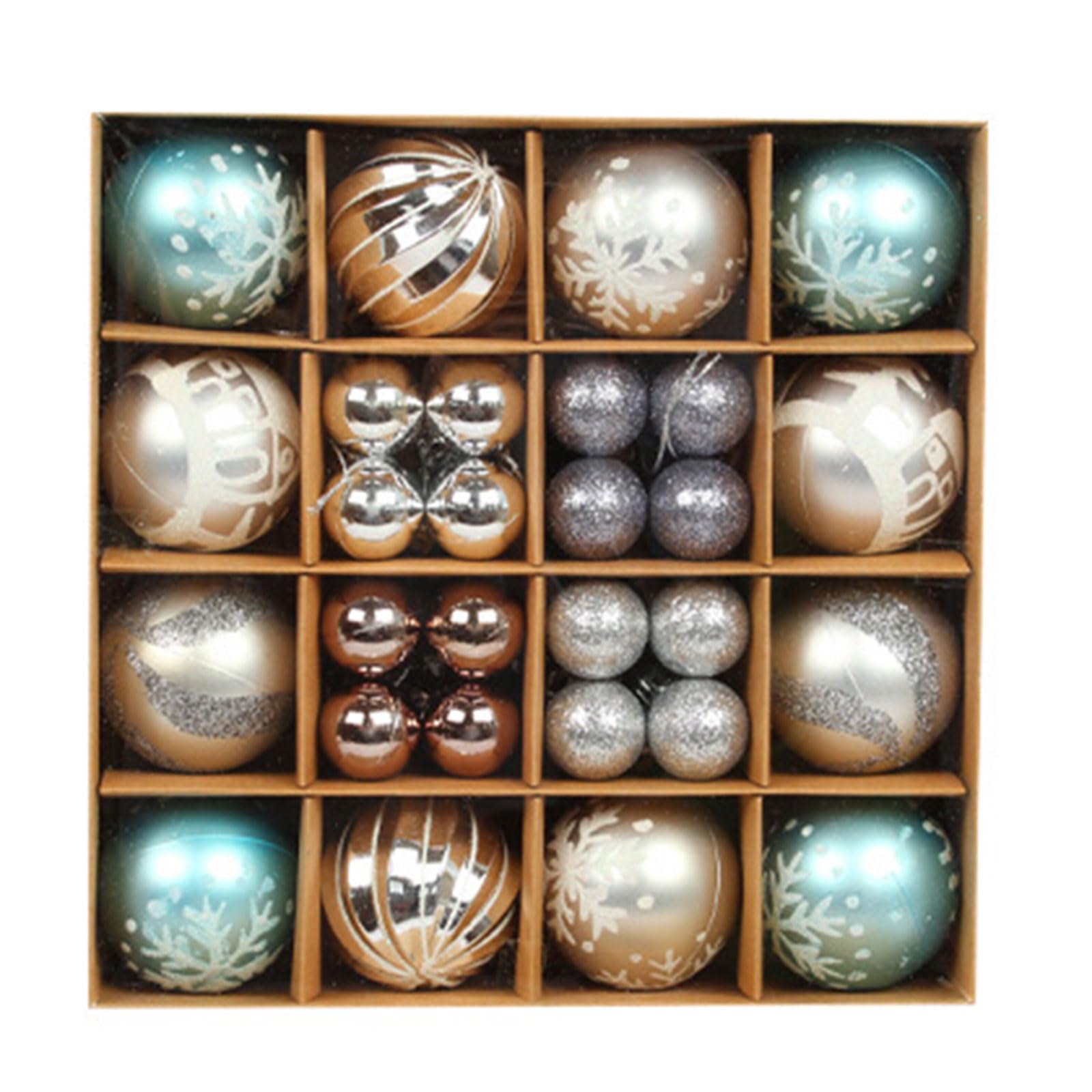 Christmas Ball Ornaments 44 Pcs Christmas Tree Decorations Set 2.4" 1.2" Shatterproof Colorful Balls for Holiday Ball Ornaments Set Shatterproof Green Gold Tree Decorations