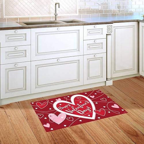 Miniatura 6 de Briarwood Lane Felpudo de San Valentín con diseño de corazones de San Valentín, 30 x 18 pulgadas, para interior y exterior