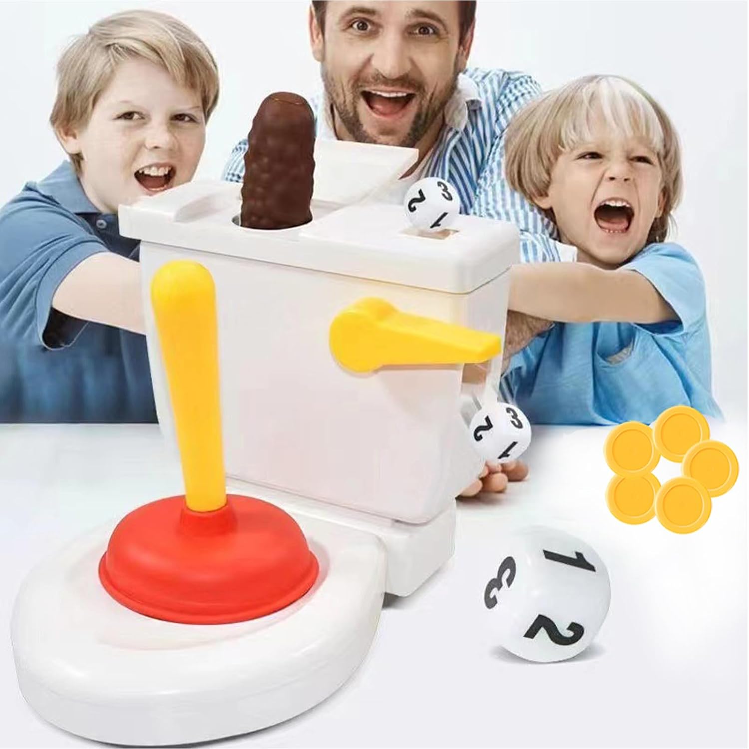 Poop Shoot Game for 2-6 Players Interactiive Toliet Gags Gifts for Family Practical Joke Toys Creative Toliet Flushiing Game Funny White Elephant Gifts