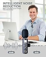 Vista 3 de PQRQP Micrófono Lavalier inalámbrico profesional 3 en 1 para iPhone, Android, cámara, micrófonos inalámbricos, mini micrófono, calidad de sonido