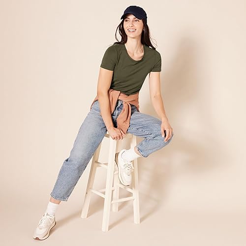 Vista 358 de Yaxa Essentials Women's Regular-Fit Short-Sleeve Crewneck T-Shirt