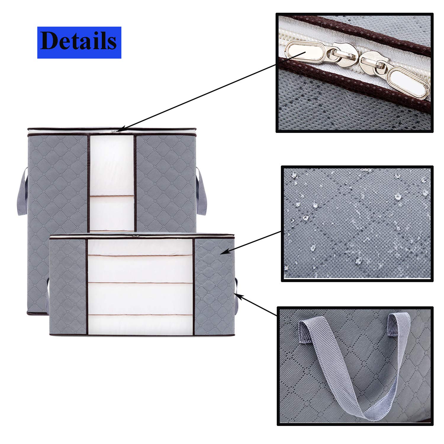 Borsa Portaoggetti Pieghevole Grande - Grigio, Per Vestiti, Coperte E Peluche - Foto 2