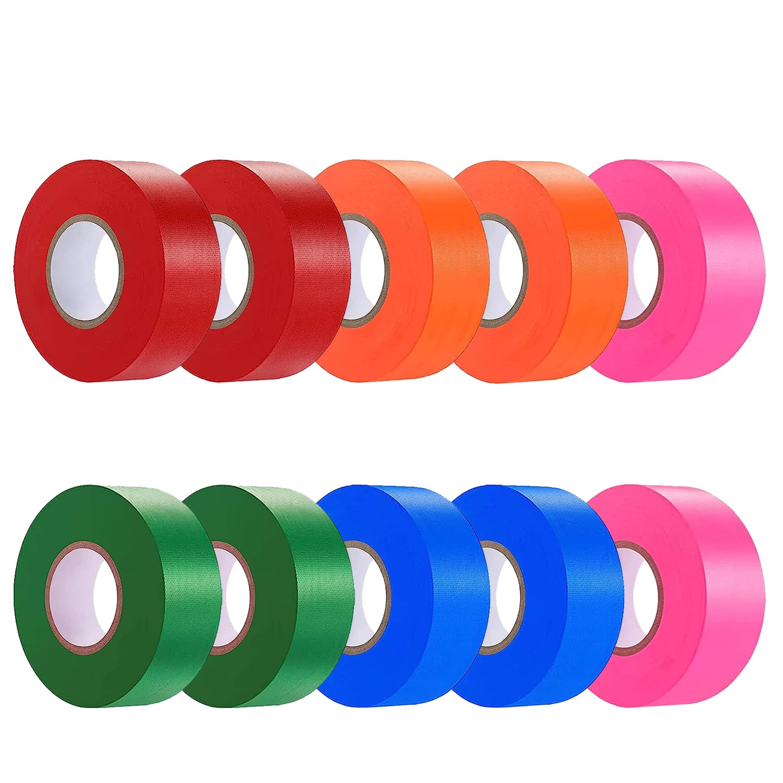 10 Pack Flagging Tape 5 Assorted Colors, Non-Adhesive Plastic Ribbon Neon Marking,1"*2000' Marking Tape for Tree Marking, Hunting, Boundaries and