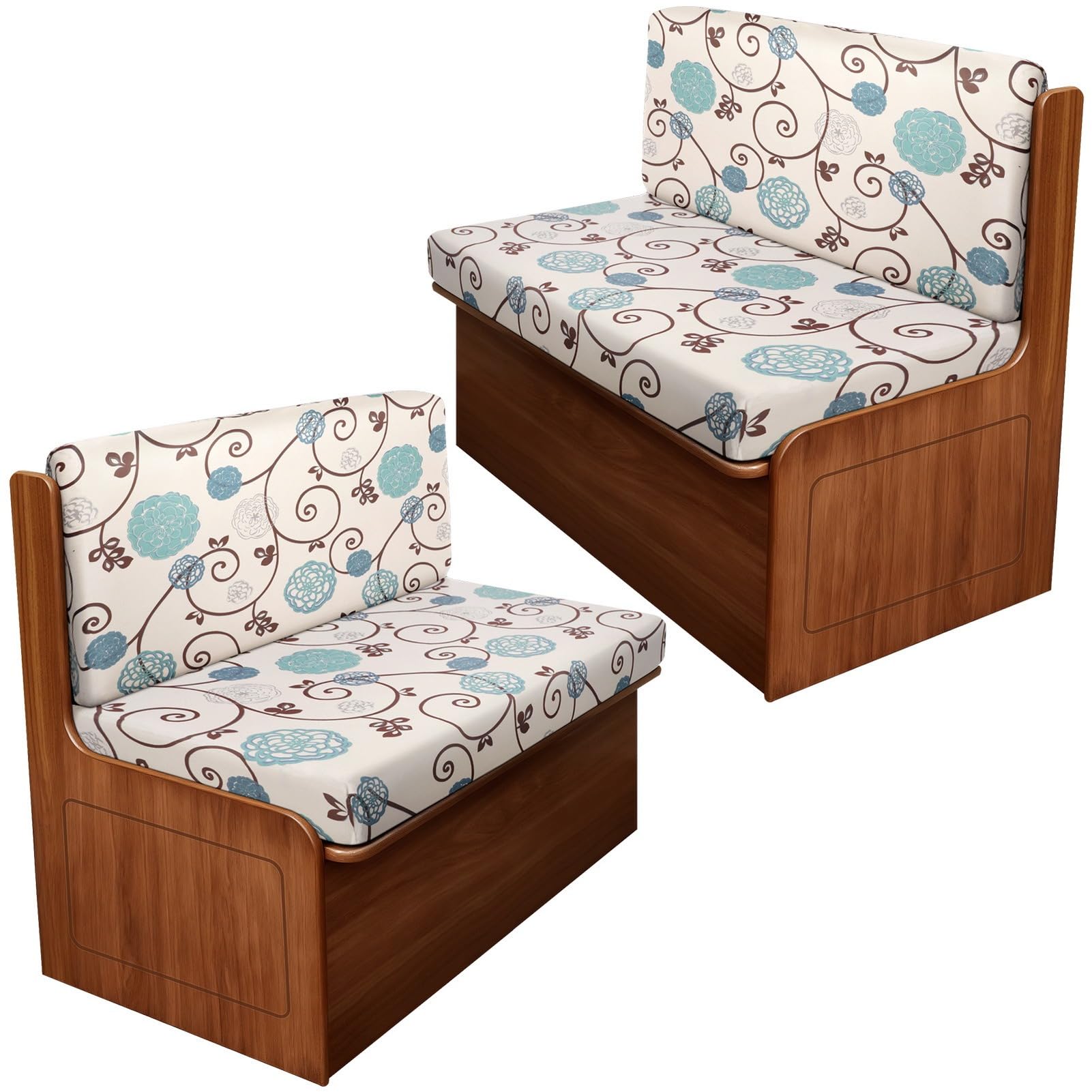 SearchI RV Dinette Cushion Covers, Stretch Camper Cushion Slipcovers for Travel Trailer Couch RV Booth Seat, Replacement Camper Sofa Chair Protector (2 Backrest Cover &amp; 2 Bench Cover, Ball Flower)