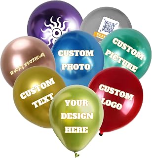 500pcs-Custom Balloons-Personalized Design-Your Own-Balloon - Balloon with Logo Picture Photo Text, for Birthday Party Wedding Graduation Business Decoration (Metallic Balloons, 12in)