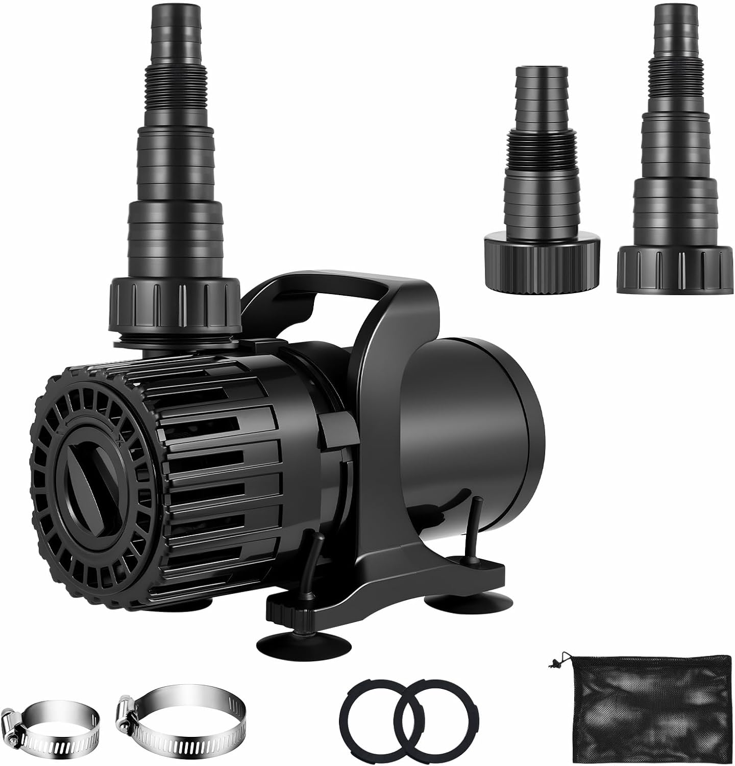 600GPH-1800GPH Adjustable Flow Pond Pump, for Waterfall &Water Garden, 13FT Lift, 100W Submersible Water Pump, 180° Adjustable Outlet, Filter Bag & 20FT Cord, Quiet Fountain Pump, UL Listed