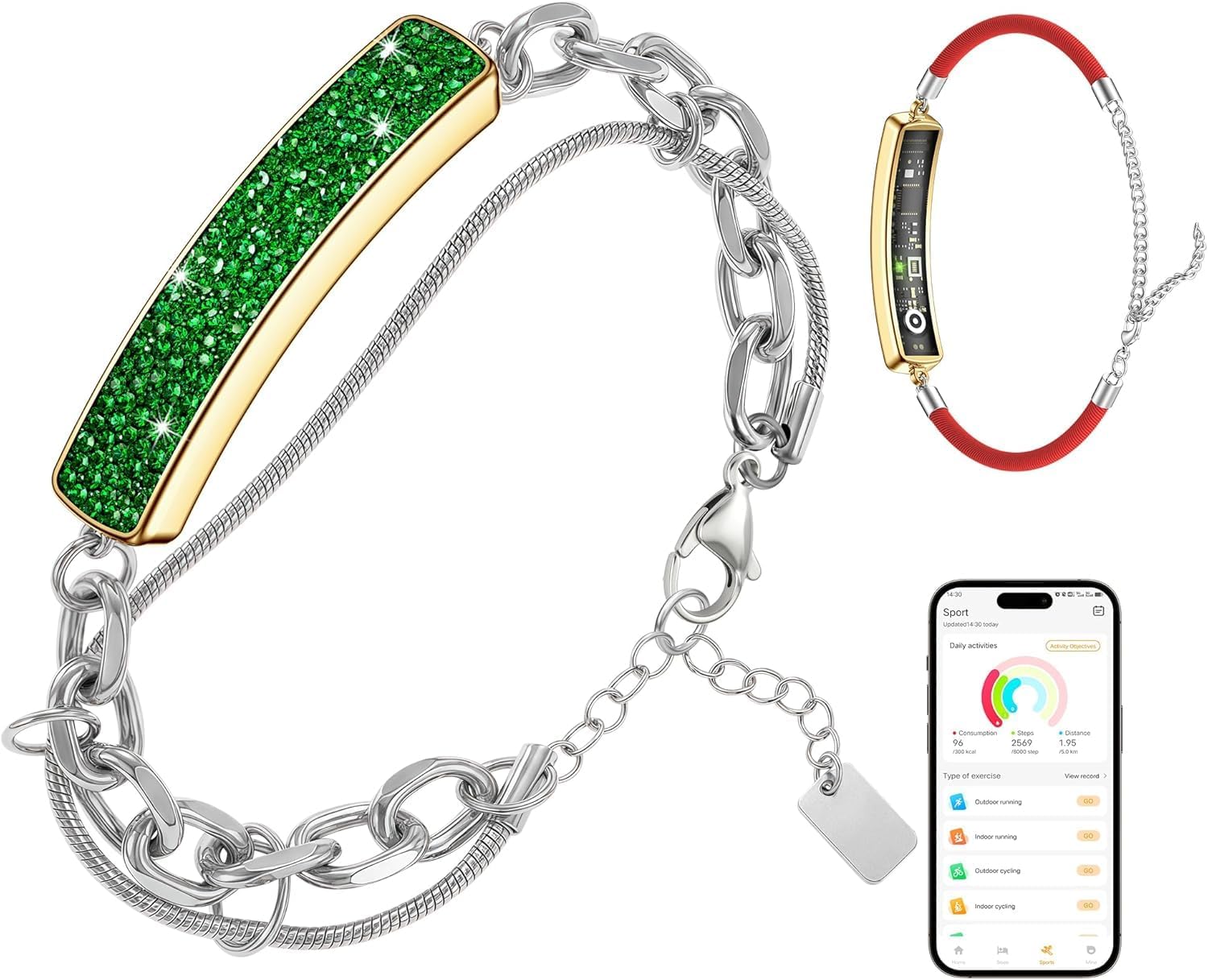 Smart Bracelet for Women – Fitness Tracker with Heart Rate, Sleep & Step Tracking, 1ATM Water Resistant, Multi-Sport Modes, Fitness Tracking Wearable with Free App, 2 Bands(Silver)