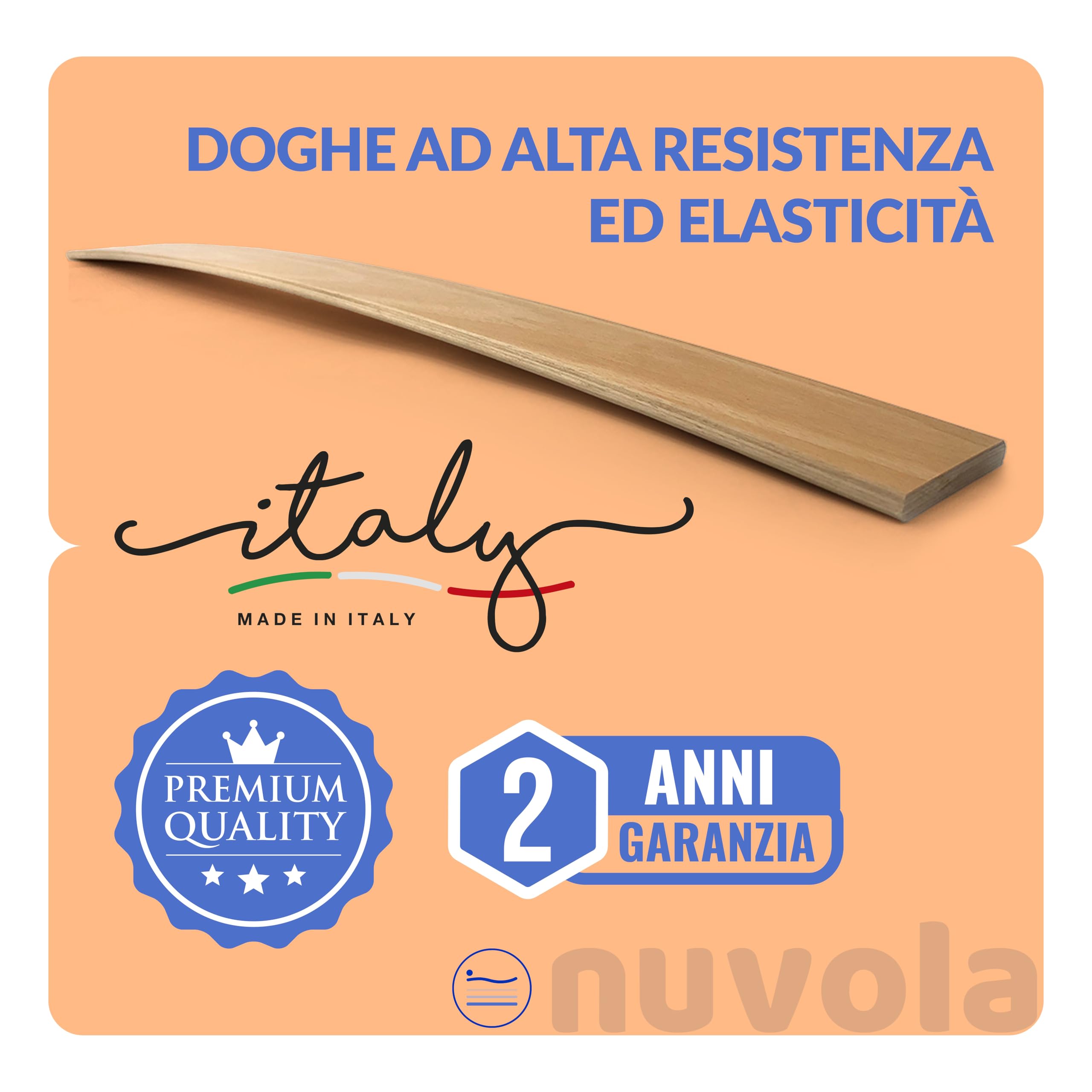 NUVOLA Atena - Rete Letto Singolo 80x190 con Doghe in Legno, Rete Singola Ortopedica con Struttura in Ferro e Piedi Smontabili, Durevole e Robusta - Ideale Per Tutti i Tipi di Materassi, Made in Italy