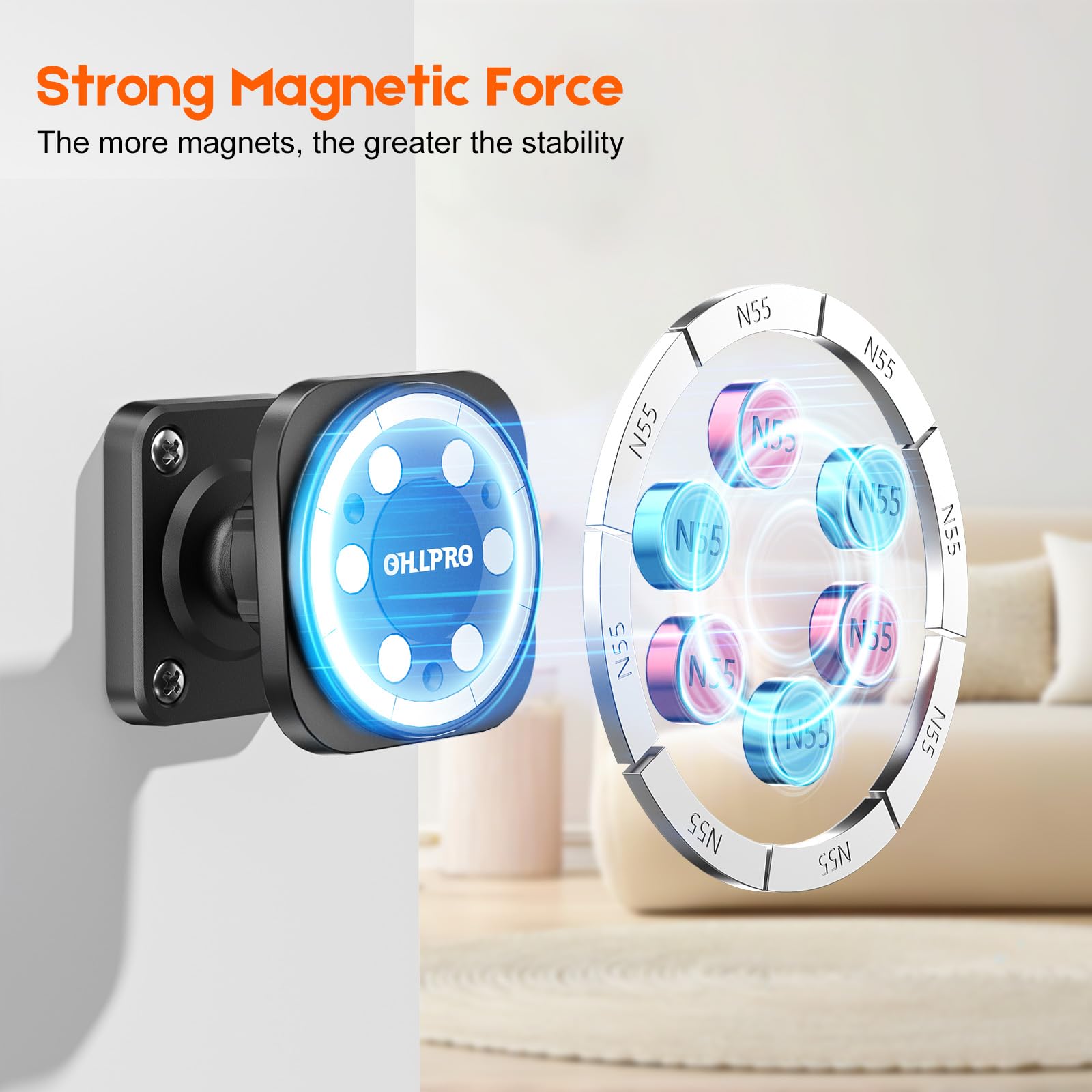 OHLPRO Supporto da Parete Magnetico per Tablet e iPad, Porta Tablet da Muro con 6 N52 Magneti Supporto iPad Braccio Lungo 9.5 cm Compatibile con iPad Pro Air Mini Galaxy Tab S9
