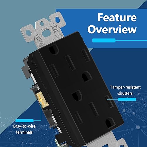 Vista 11 de Lider Flexiports - Receptáculo decorativo y placa de pared, grado residencial, certificación UL, toma de pared resistente a manipulaciones, acabado